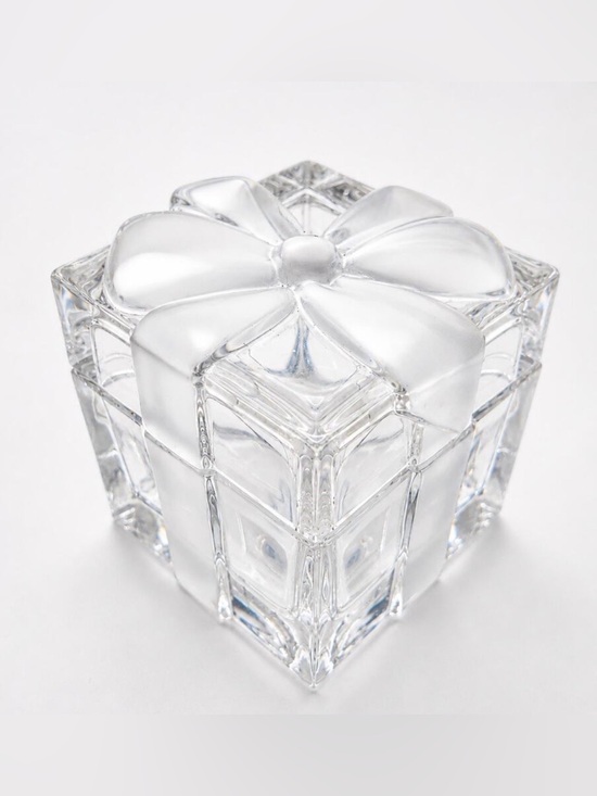 Tiffany & Co. Jewelry - Tiffany & Co Crystal Gift Box Trinket Jewelry Box Frosted Ribbon Bow Lid Signed